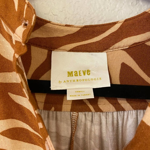 Anthropologie Maeve Windham Cedar Zebra Blouse Brown Size XS - Picture 5 of 5